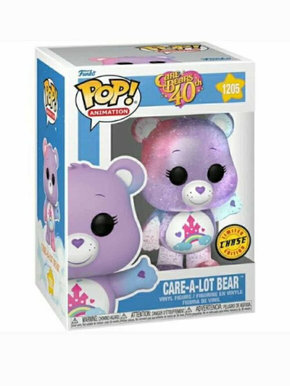 Funko Pop Care Bears 40th Anniversary Care A Lot Bear #1205 CHASE 🎯 NIB RARE - Picture 3 of 9